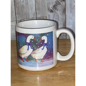 Vintage J.S.N.Y. Winter Country Goose Geese Blue Ribbon Coffee Mug Cup